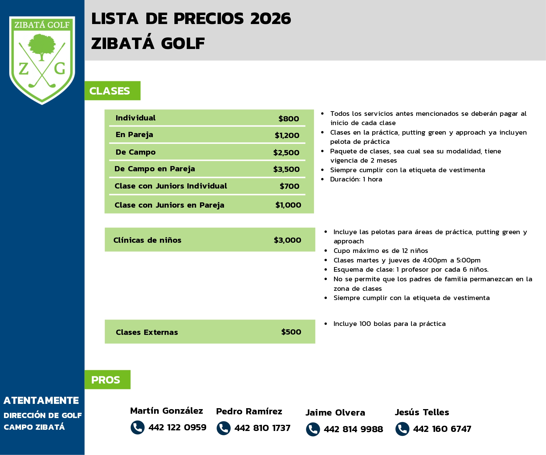 Lista de Precios Zibatá Golf 2026 - Página 2